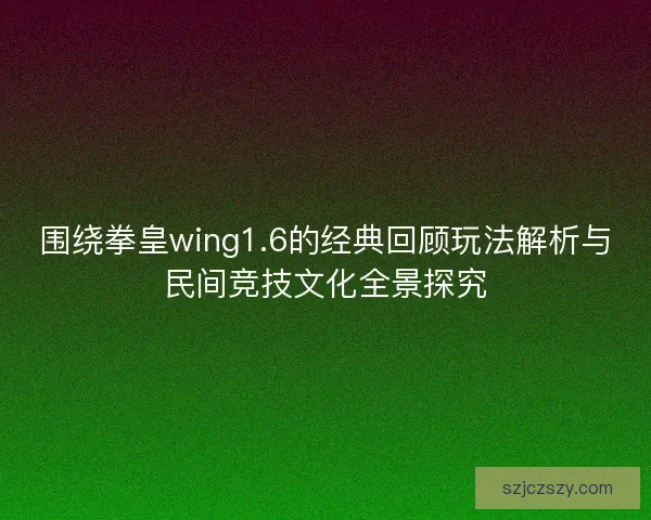围绕拳皇wing1.6的经典回顾玩法解析与民间竞技文化全景探究 围绕拳皇wing1.6的经典回顾玩法解析与民间竞技文化全景探究